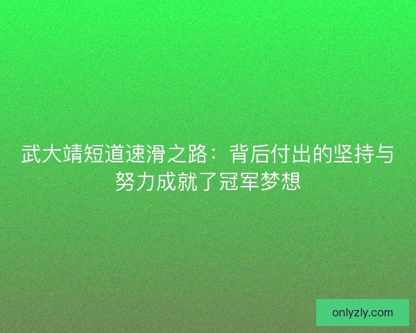 武大靖短道速滑之路：背后付出的坚持与努力成就了冠军梦想