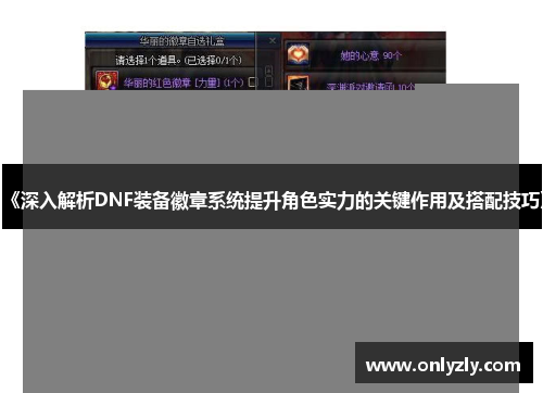 《深入解析DNF装备徽章系统提升角色实力的关键作用及搭配技巧》